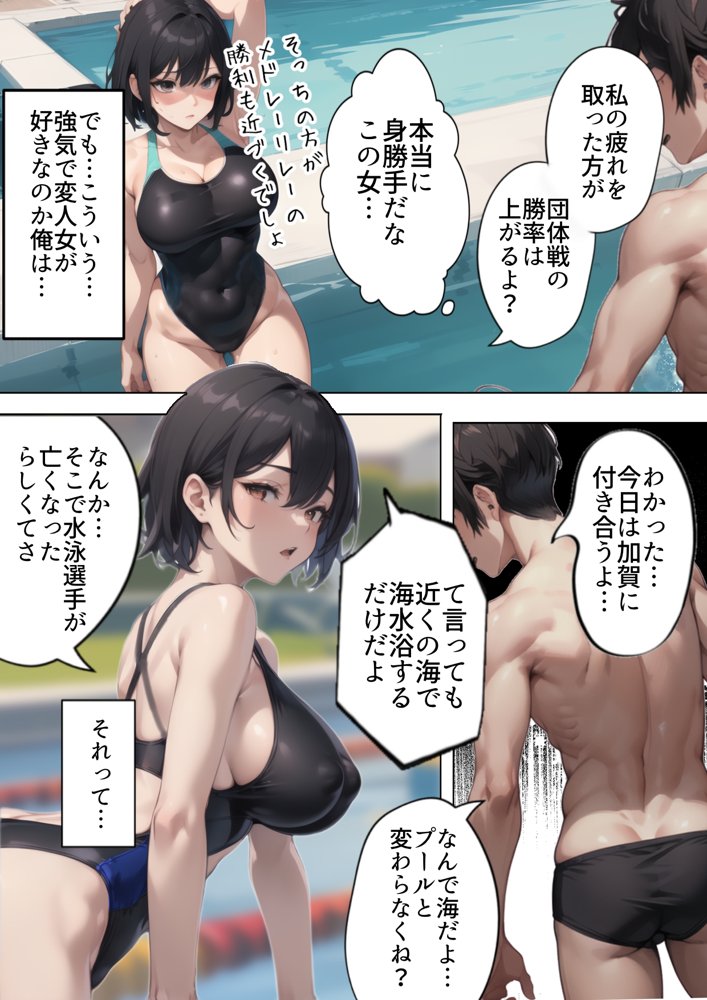 開業！寝取られ精液プール〜天才水泳女子は合宿サボるもチャラ男集団にナンパされ開業前のプール「白濁精液プール」に浸らされ孕む！男子部員に告白された合宿中に寝取られる話【寝取られるタマシギの一滴】 エロ同人誌画像 010